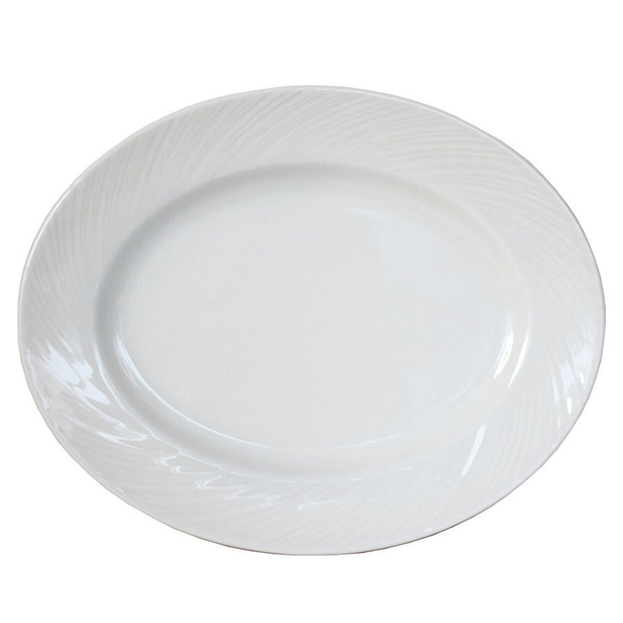 Steelite Spyro Vitrified Porcelain White Oval Plate 33cm