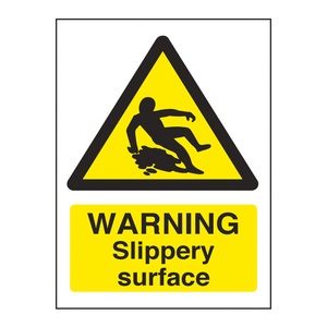 Mileta Warning Sign Self Adhesive Vinyl  - Slippery Surface 15 x 35cm