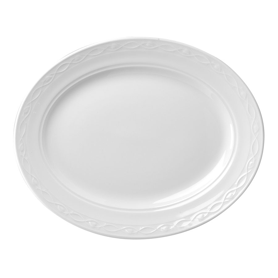 Churchill Chateau Blanc Vitrified Porcelain White Oval Platter 35.6cm