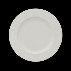 Crème Rousseau Vitrified Porcelain White Round Rim Plate 25.4cm