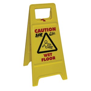 SYR Warning Sign Folding Plastic Yellow - Caution Wet Floor One Side
