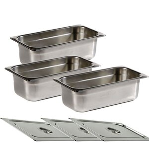Gastronorm Pan & Lid set for Bain Marie 3 x 1/3GN
