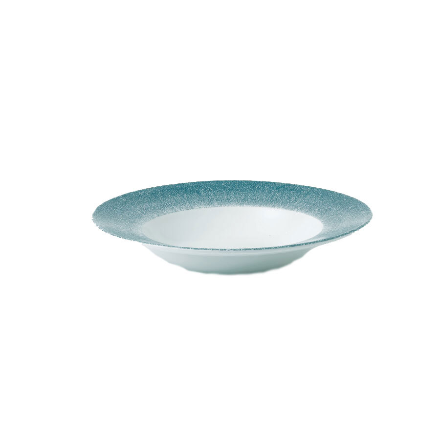 Churchill Studio Prints Raku Vitrified Porcelain Topaz Blue Round Wide Rim Bowl 24cm 10oz
