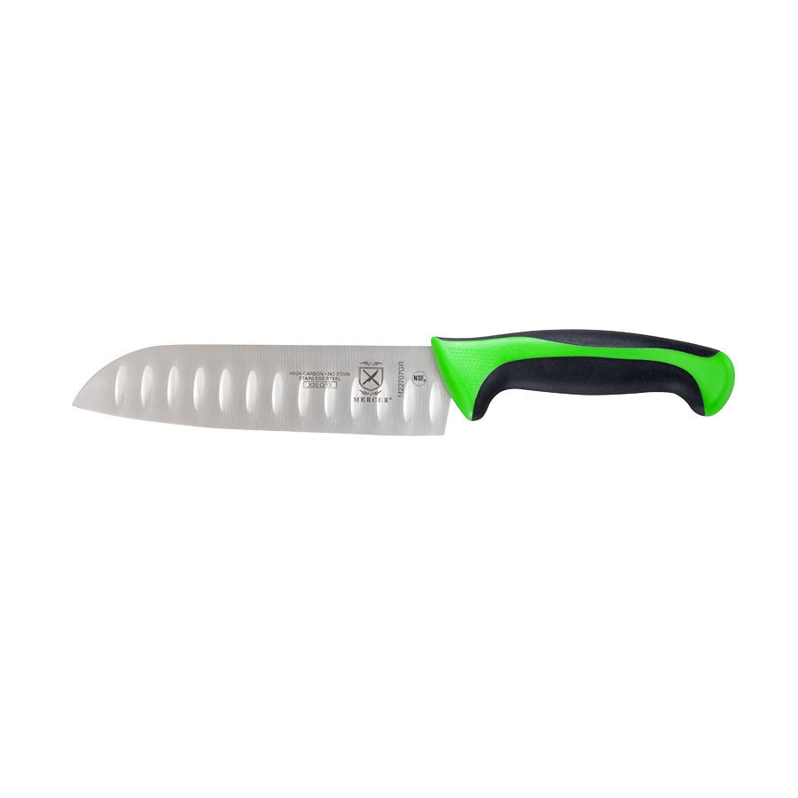 Mercer Millennia Colors® Santoku Granton Edge Knife 7in With Santoprene® Handle Green