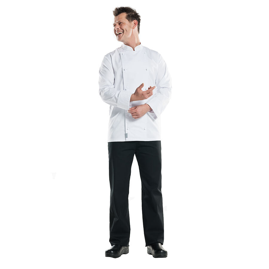 Chaud Devant Supreme Unisex White Polycotton Long Sleeve Button Hole Chef Jacket