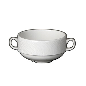 Steelite Spyro Vitrified Porcelain White Round Handled Stacking Soup Cup White 28.5cl