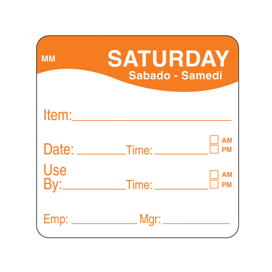 DayMark Label Saturday Removable Square 51mm