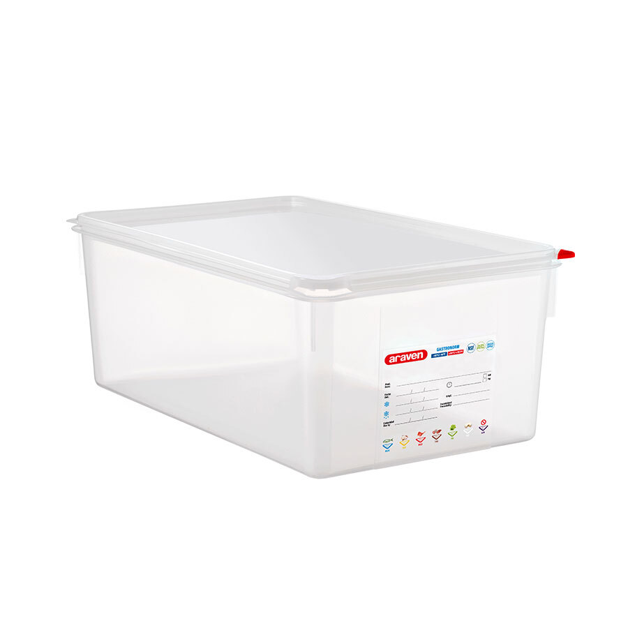 Araven Polypropylene Airtight Container Gastronorm 1/1 27.5ltr With ColourClips and Label