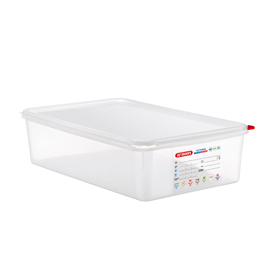 Araven Polypropylene Airtight Container Gastronorm 1/1 13.7ltr With ColourClips And Label