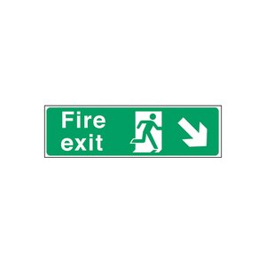 Mileta Safety Sign -  Fire Exit Right Down Arrow Sign 150x450mm