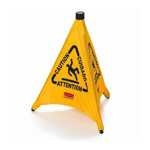 Rubbermaid Multilingual Wet Floor Pop-Up Safety Cone Yellow