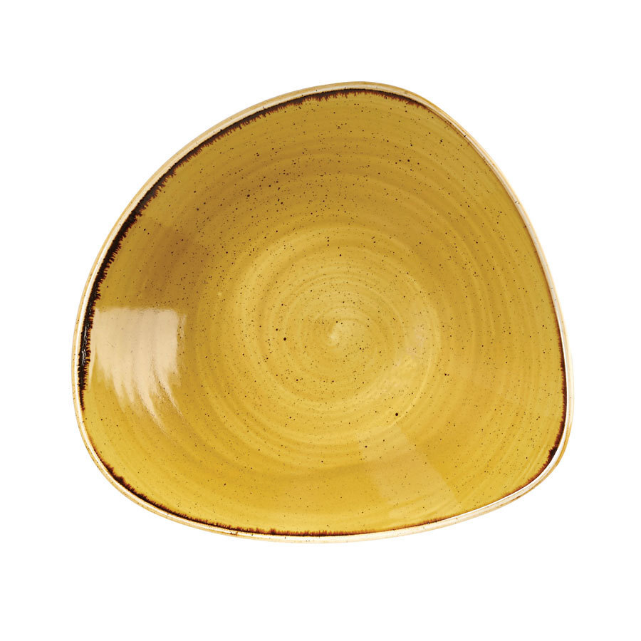 Churchill Stonecast Vitrified Porcelain Mustard Seed Yellow Triangular Bowl 23.5cm 60cl
