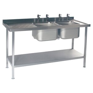 Stainless Steel Sink - Double Bowl - Left-Hand Drainer - 1800mm wide