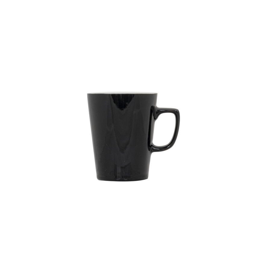 Superwhite Café Porcelain Gloss Black Latte Mug 28.5cl 10oz