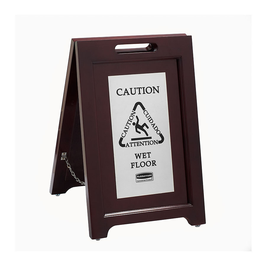 Rubbermaid Executive Wooden Safety Sign Multilingual W41.3 x H59.7 x D38.1cm