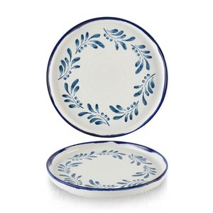 Dudson Harvest Mediterranean Vitrified Porcelain Blue Round Walled Plate 21cm