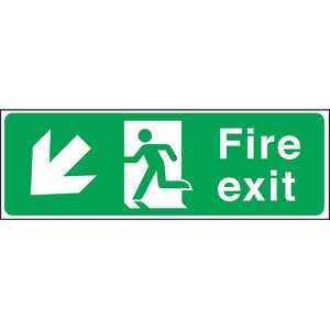 Mileta Safety Sign -  Fire Exit LEFT DOWN Arrow 150x450mm