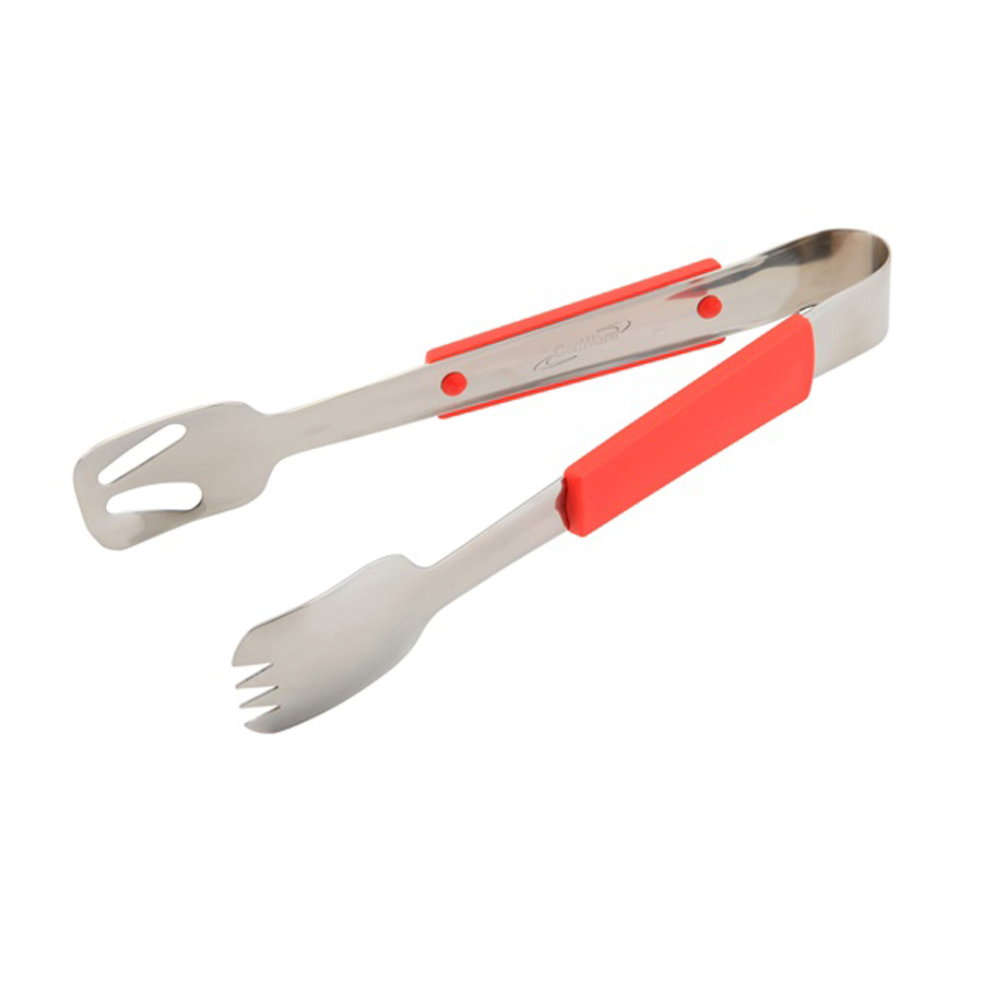Genware Buffet Pro Serving Tongs Stainless Steel 23cm Red Plastic Handle