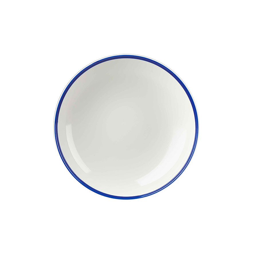 Churchill Retro Blue Vitrified Porcelain White Round Large Coupe Bowl 24.8cm 113.6cl 40oz
