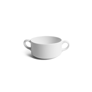 Crème Monet Vitrified Porcelain White Round Handled Stacking Soup Bowl 30cl 10oz