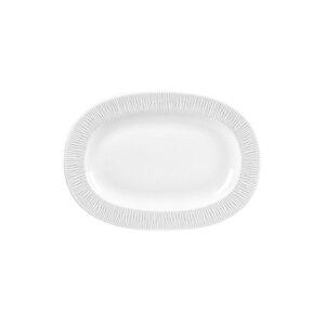 Churchill Bamboo Vitrified Porcelain White Rimmed Oval Dish 28cm 11 Inch