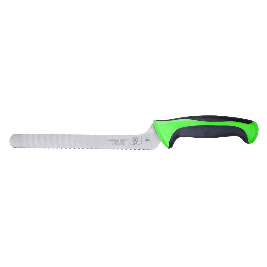 Mercer Millennia Colors® Bread Knife Offset Serrated 8in With Santoprene® Handle Green