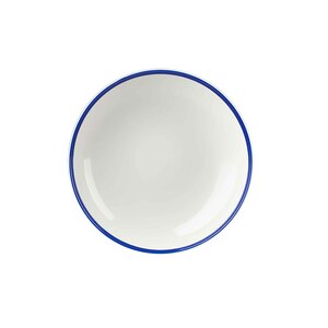 Churchill Retro Blue Vitrified Porcelain White Round Large Coupe Bowl 24.8cm 113.6cl 40oz