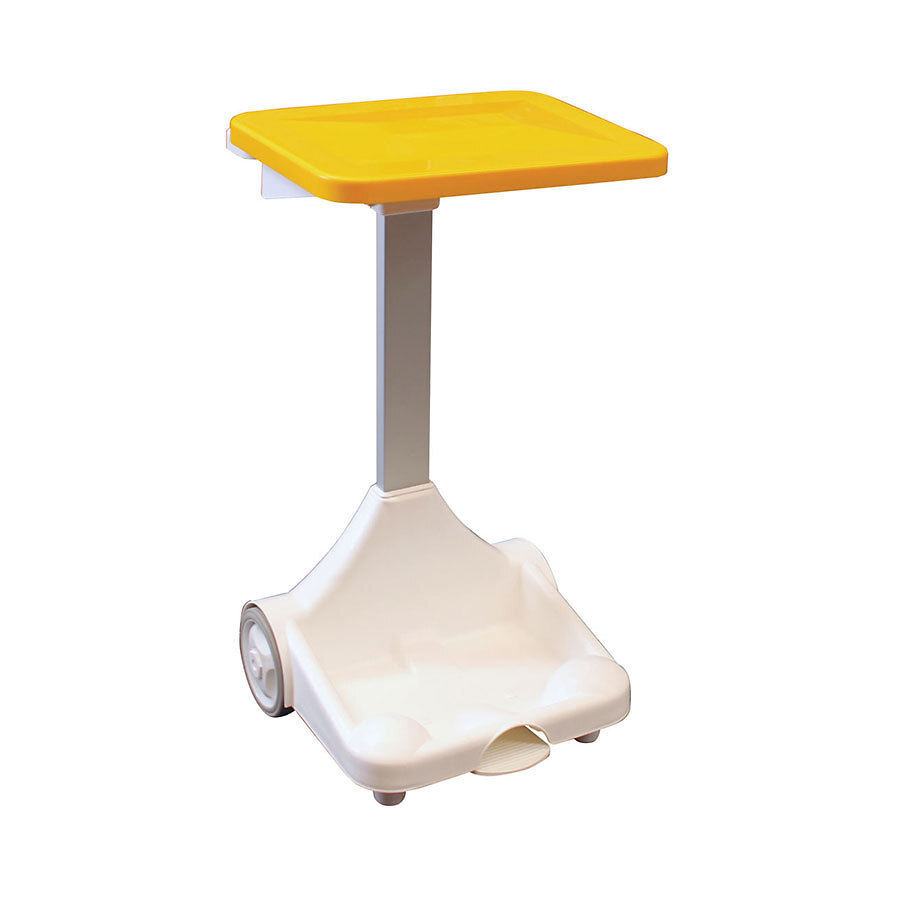 Freestanding Sack Holder With Wheels Yellow Lid