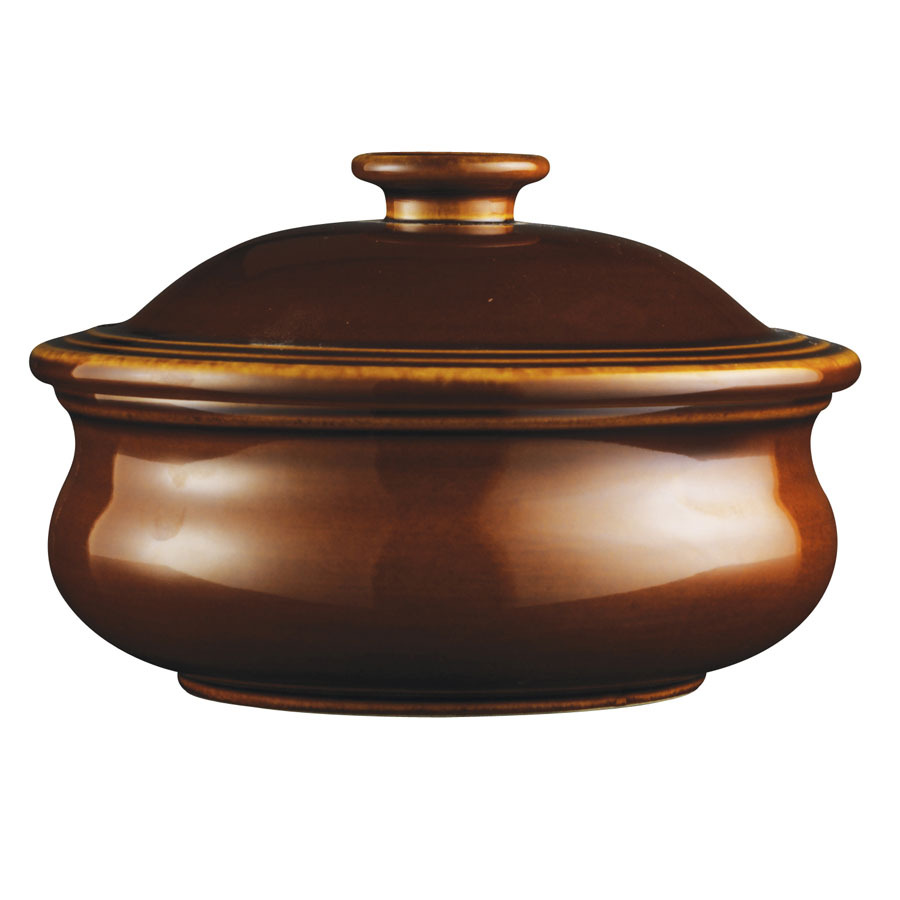 Churchill Art De Cuisine Porcelain Menu Cookware Brown Lidded Stew Pot 14cm 43cl 15.1oz