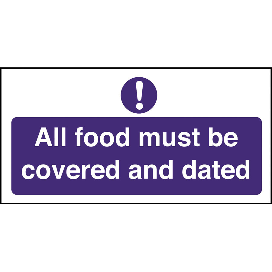 Mileta Kitchen Food Safety Sign Self Adhesive Vinyl 100 x 200mm - Food Must Be Covered