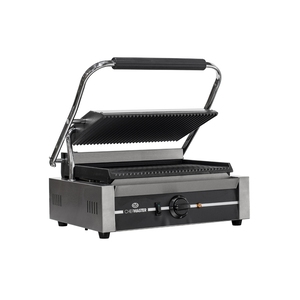 Chefmaster Contact Grill - Large Single - Ribbed top plate / Ribbed bottom plate