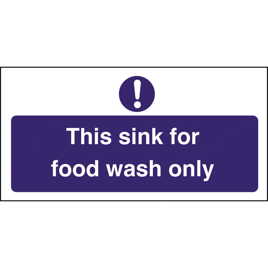 Mileta Kitchen Sink Safety Sign Self Adhesive Vinyl 100 x 200mm - Food Wash Only