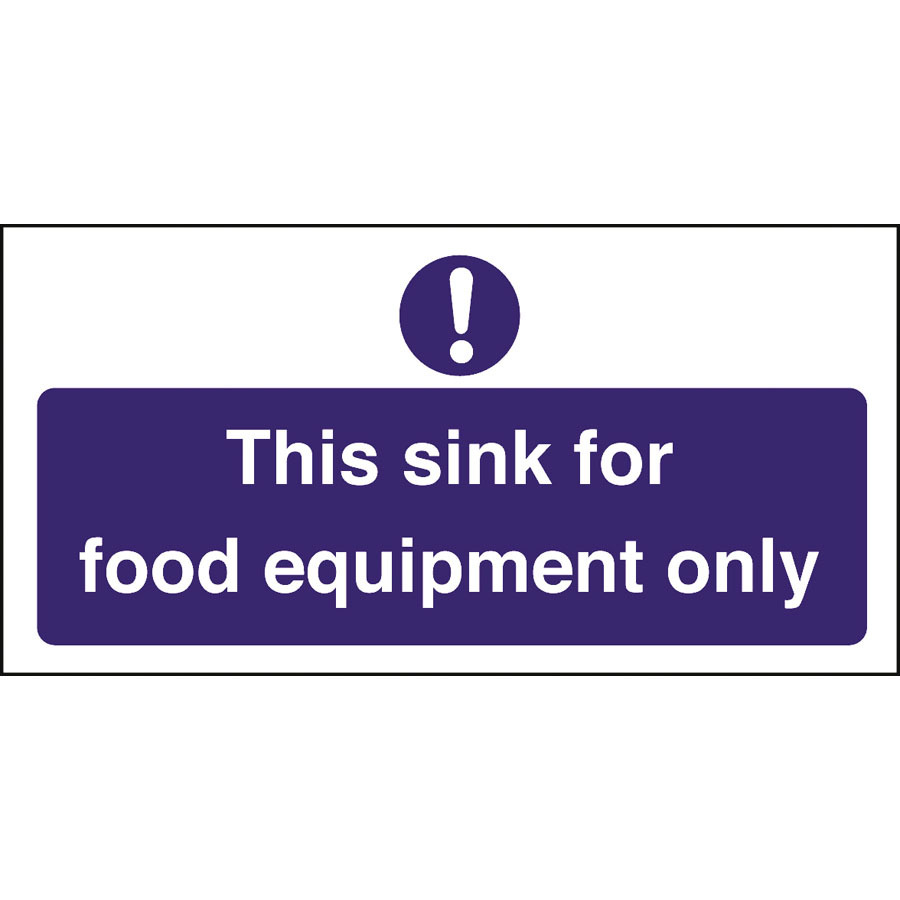 Mileta Kitchen Sink Safety Sign Self Adhesive Vinyl 100 x 200mm - Food Equipment Only
