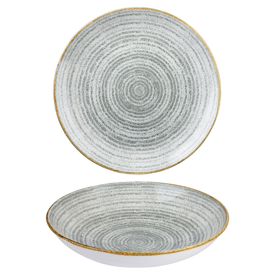 Churchill Studio Prints Homespun Vitrified Porcelain Stone Grey Round Coupe Bowl 24.8cm 40oz