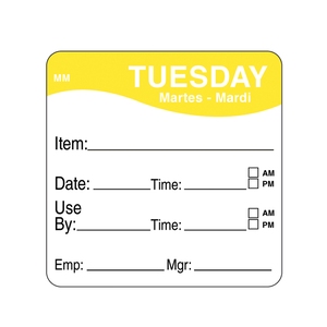 DayMark Label Tuesday Removable Square 51mm