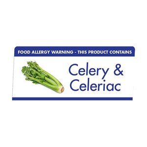 Mileta Buffet White Aluminimum Wipe Clean 10 x 4.5cm Allergen Tent Notice -  Celery