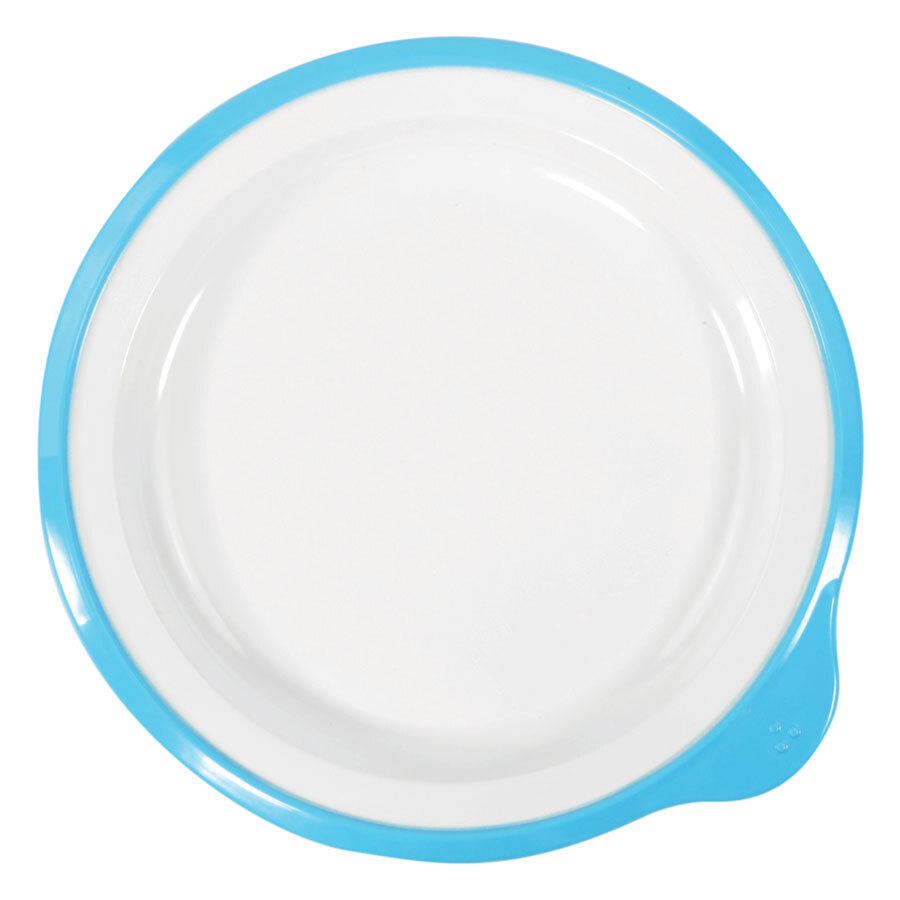 Dalebrook Omni Melamine White Round Small Low Plate With Blue Rim 180x170x20mm