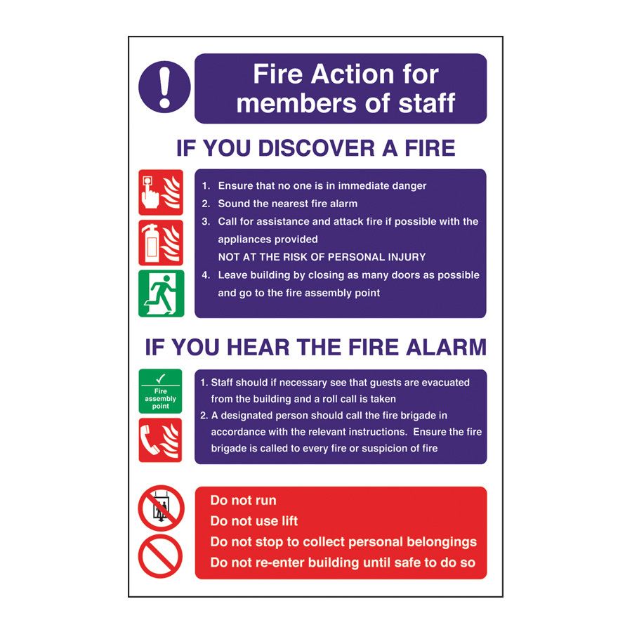 Mileta Safety Sign - Fire Action Staff Signs 20x30cm