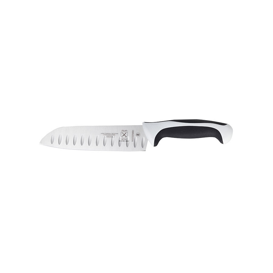 Mercer Millennia Colors® Santoku Granton Edge Knife 7in With Santoprene® Handle White