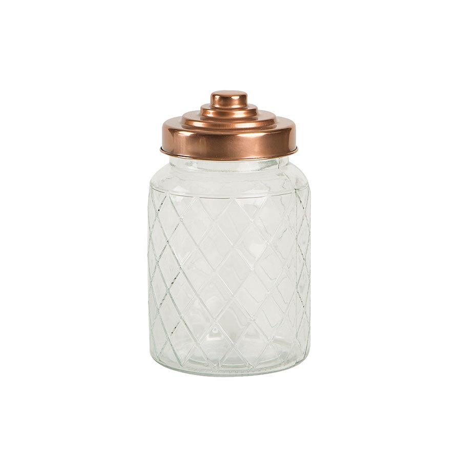 T&G Medium Lattice Glass Jar Copper Lid 106x177mm 950ml