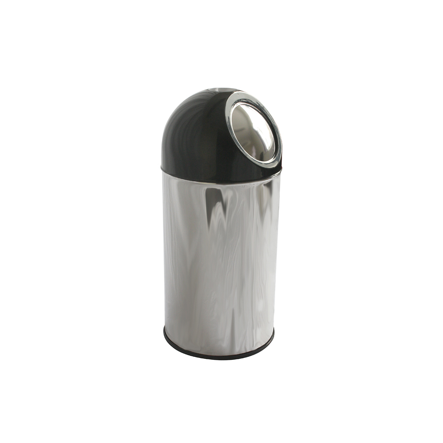 Push Bin With Black Dome Stainless Steel 55ltr