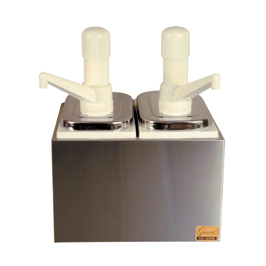 2 Way Sauce Pump Dispenser Stainless Steel & Plastic