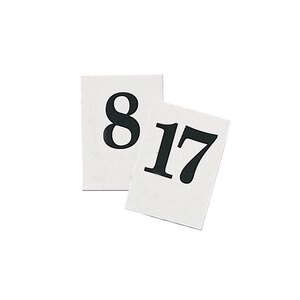 Mileta Banquet Plastic Flat Table Numbers With Black On White Text - 1 To 20