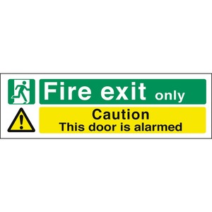 Mileta Safety Sign - Fire Exit Caution Door Is Alarmed 45x15cm