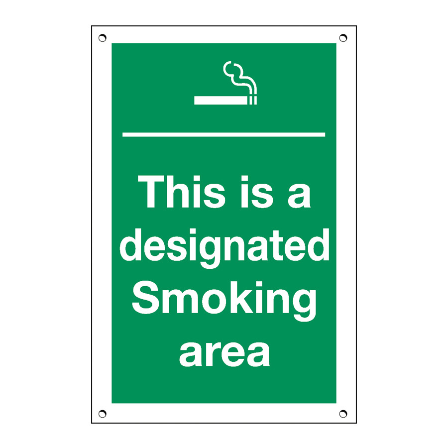 Mileta Exterior Sign 3mm Foamboard - This Is A Designated Smoking Area 20x30cm