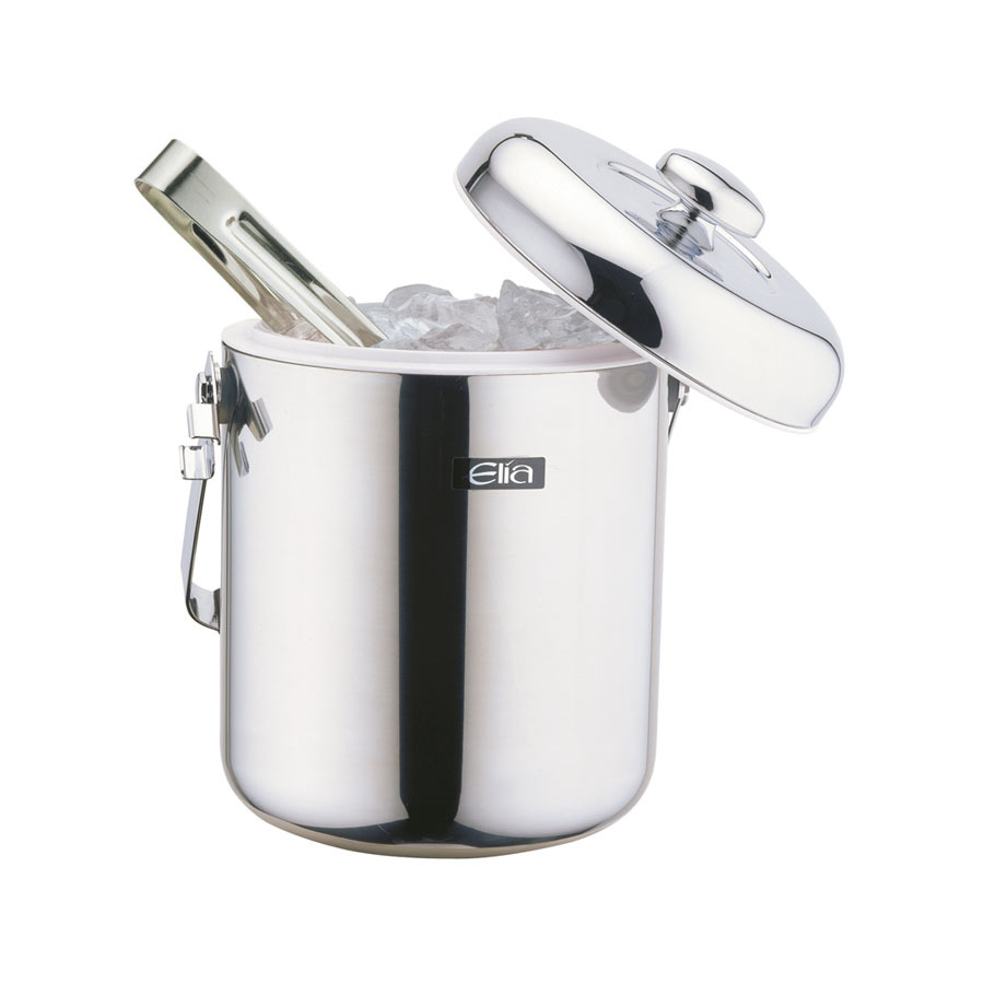 Elia Brushed Stainless Steel Ice Pail with Tongs 1.3Litre