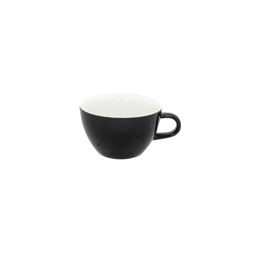 Superwhite Café Porcelain Gloss Black Bowl Shaped Cup 28.5cl 10oz