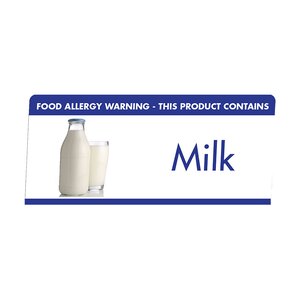 Mileta Buffet White Aluminimum Wipe Clean 10 x 4.5cm Allergen Tent Notice -  Milk