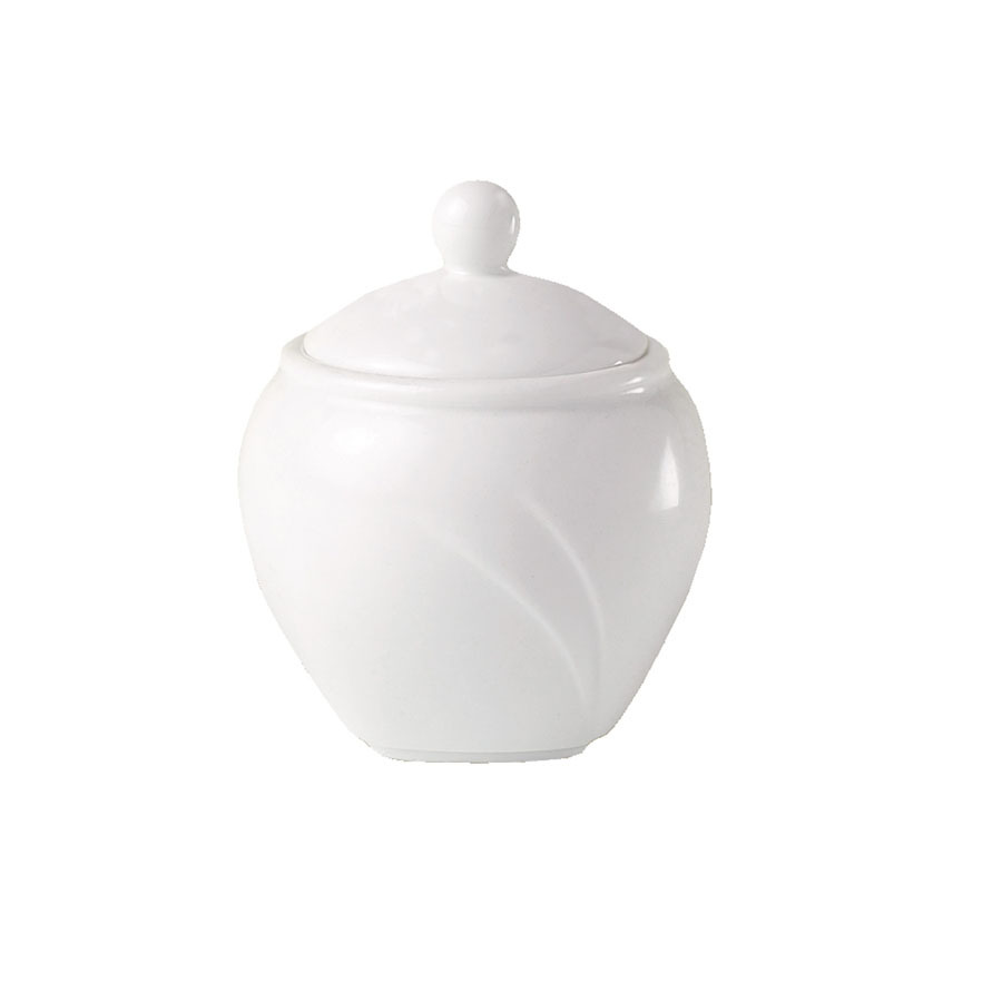 Steelite Alvo Vitrified Porcelain Round White Covered Sugar Bowl