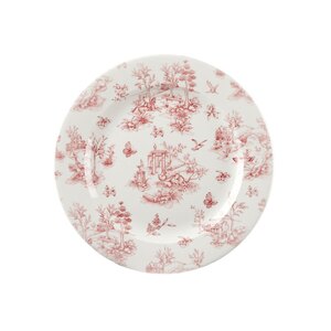 Churchill Vintage Prints Vitrified Porcelain Cranberry Round Toile Plate 30.5cm